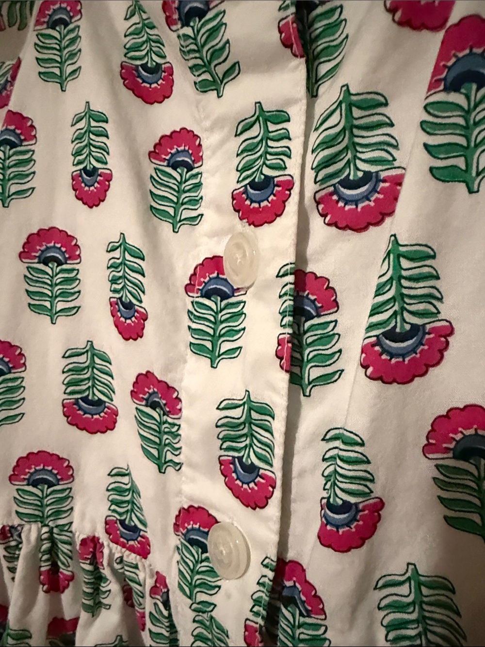 Crewcuts White Cotton Dress with Pink & Green Floral Print - Picture 3 of 6